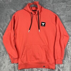 Under Armour Project Rock Men's Coral Orange Fleece Hoodie Sweatshirt Medium